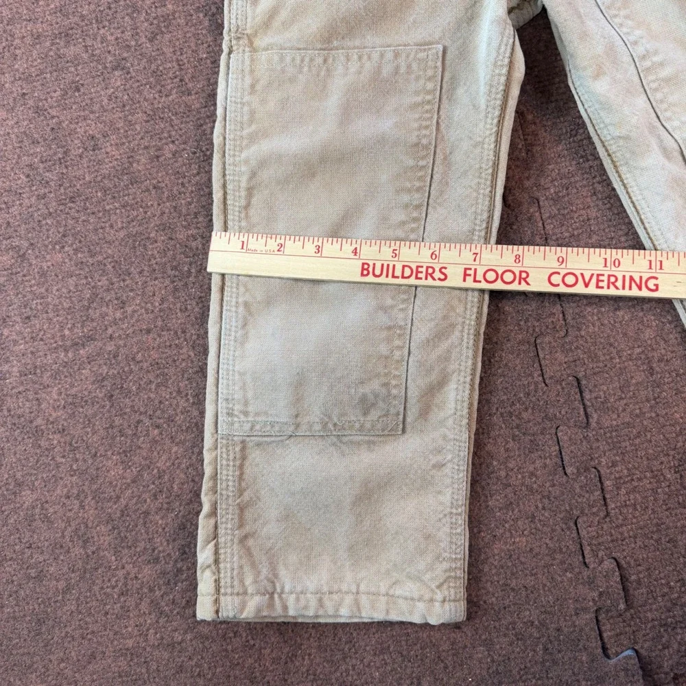 Vintage Carhartt Kids Tan Duck Canvas Quilt Lined Overalls Double Knee BF506 4T